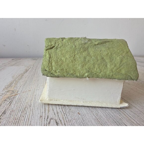 Seasons Cannon falls light up paper mache house green glitter sparkle Xmas villa - Picture 2 of 6